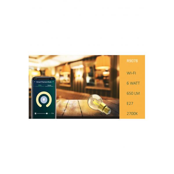 Woox R9078 ampoule LED à filament dimmable intelligente, e27, 6w, 650lm, wifi, amazon google, application