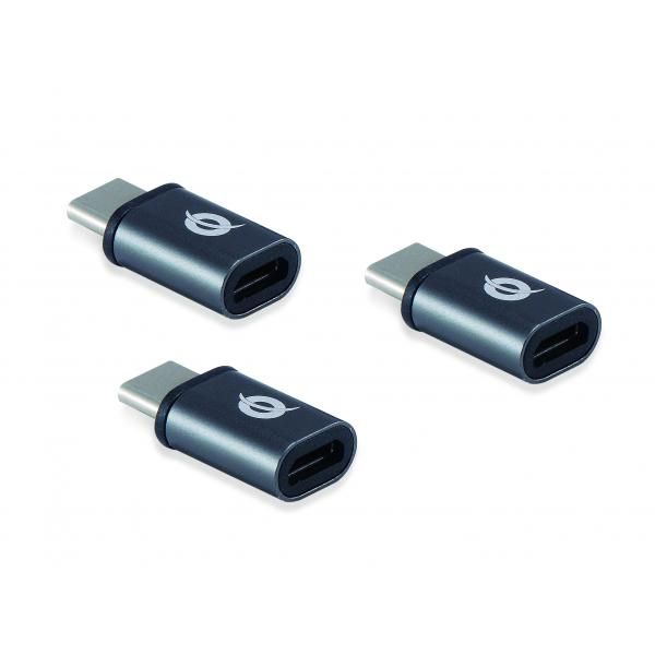 Concepttronic Donn05G USB-C à micro USB Adaptateur 3-pack, USB 2.0 Type-C Micro, femme masculine, BL