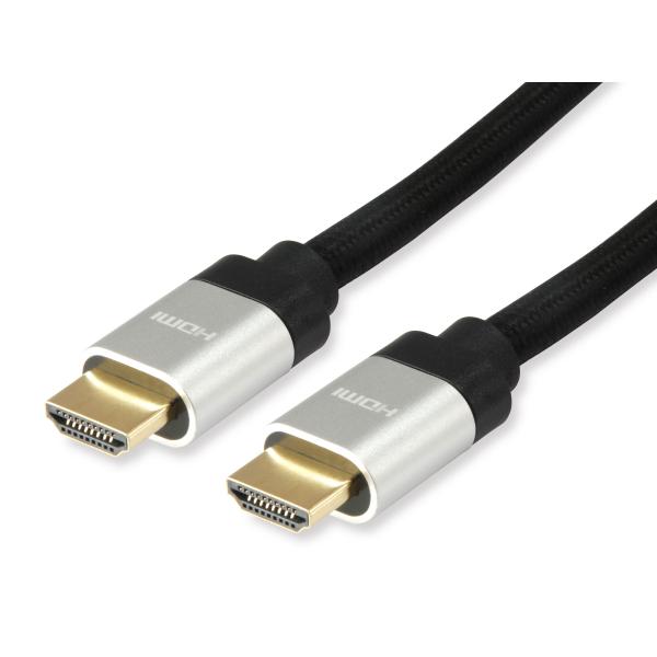 Equip 119383 câble hdmi, hdmi type a, 48 gbit s, canal de retour audio (arc) noir, argent, 5m