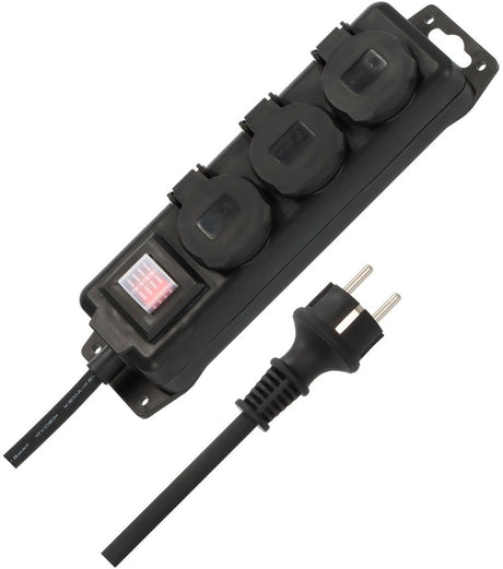 Prise Brennerstuhl avec interrupteur ip44 3 voies noir 2m h07rn-f 3g1.5