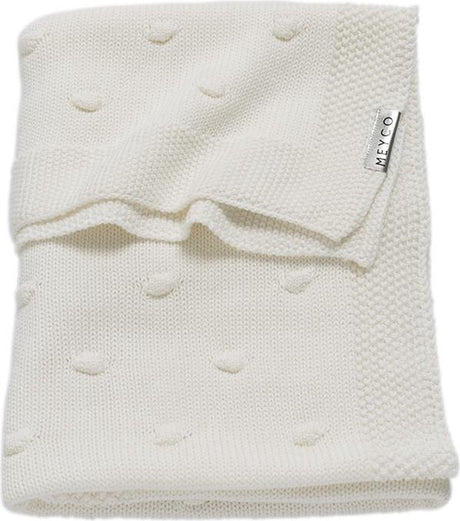 Couverture de berceau Meyco avec nœuds pour bébé - blanc cassé - 100x150cm - 1,0 tog