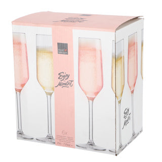 Ensemble de verres à champagne Royal Leerdam 6 pièces en verre transparent de 21 cl.