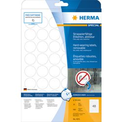 Etiquettes Herma résistantes rondes 30mm 20sh. din a4 wh 960pc. 4571