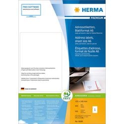 Étiquettes d'adresse Herma premium, a6, 105 x 148 mm, blanches, adhésives permanentes