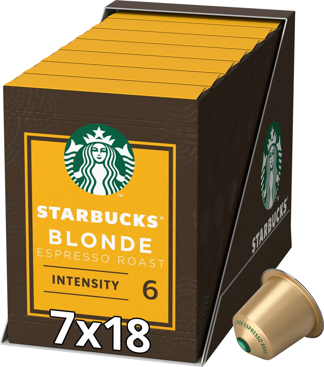 Capsules Starbucks by Nespresso torréfaction blonde - 7 boîtes x 18 tasses à café - pack économique