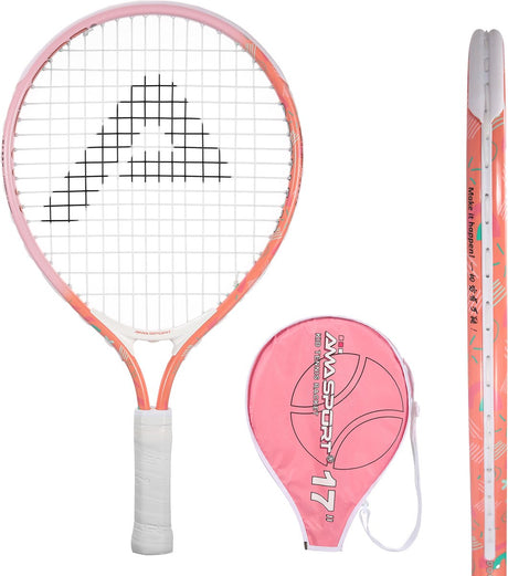 Raquette de tennis enfant Ama sport rose 17 pouces - raquette junior légère avec sac - idéale pour les débutants -
