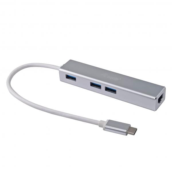 Équiper le hub USB-C 133481 vers USB 3.0 à 3 ports d'un adaptateur Gigabit