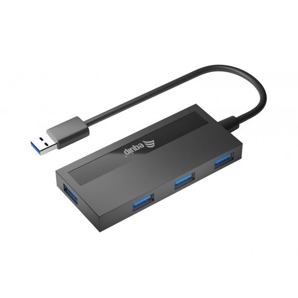 Equip 128956 Hub USB 3.0 à 4 ports avec adaptateur USB-C, USB 3.2 gen 1 type-a, 5 000 mbits, noir