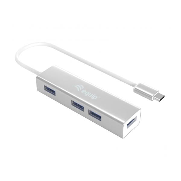 Equip equip 128958 usb-c to 4-port usb 3.0 hubs, usb 3.2 gen 1 type-c, type-a, 5000 mbit s, silver