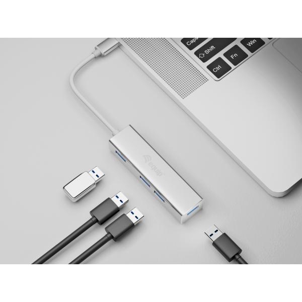 Equip equip 128958 usb-c to 4-port usb 3.0 hubs, usb 3.2 gen 1 type-c, type-a, 5000 mbit s, silver