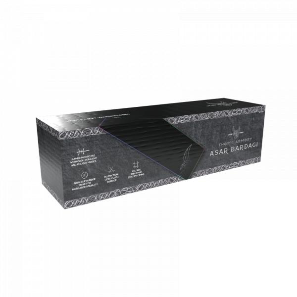 Tapis de souris de jeu L33t Gaming 160406 Asar Bardagi XXL RVB, surface rapide. 920 x 294 x 3 mm, noir