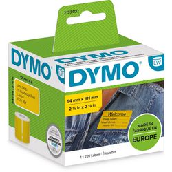 Dymo original labelwriter grandes étiquettes d’expédition cartes nominatives | 54 mm x 101 mm | noir sur jaune | rouleau de 220 étiquettes autocollantes | adapté aux imprimantes d'étiquettes labelwriter | fabriqué en europe