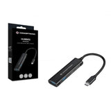 Conceptronic hubbies12b hubbies Hub USB 3.0 4 ports, 2 ports USB-C 2 ports USB-A, boîtier en aluminium, USB-C