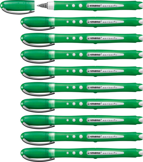 Stabilo travailleur+ coloré - roller 0,5 mm vert - boîte de 10 pièces