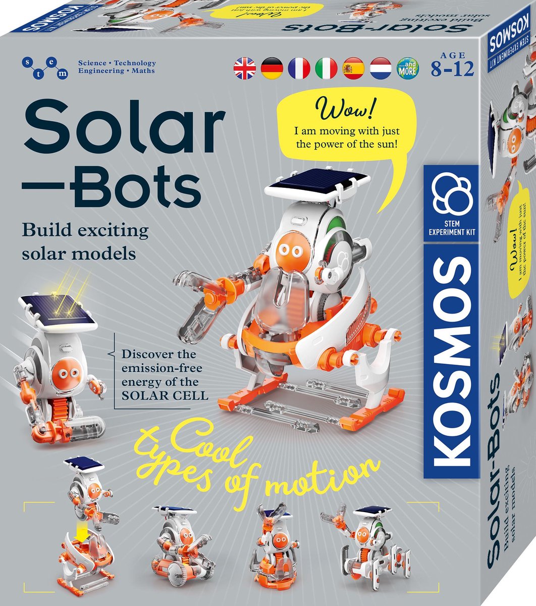 Robots solaires Kosmos - kit d'expérimentation - construisez 5 robots à énergie solaire - aucune pile requise - basculez entre 4 véhicules - jouets vocaux - à partir de 8 ans