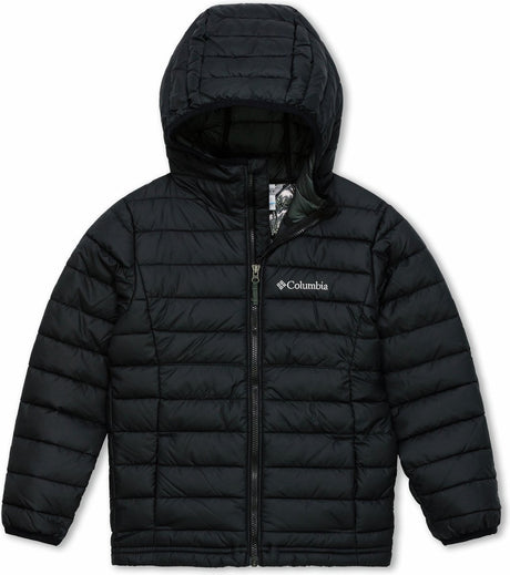 Columbia Powder Lite™ Veste à capuche pour garçons - Veste pour garçons - Doudoune rembourrée avec capuche - Taille XL - Noir