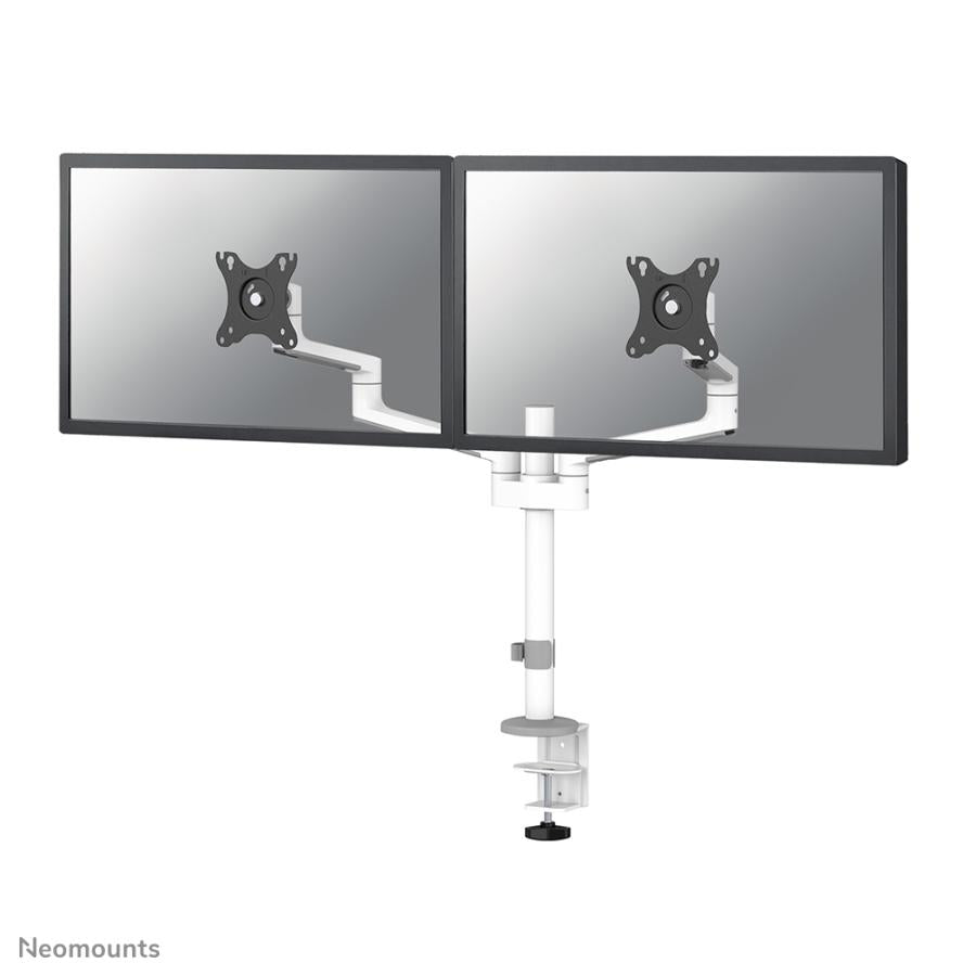 Neomounts ds60-425wh2 support de bureau, 2x 27 pouces 8kg, inclinable et pivotant, 100x100 mm, blanc