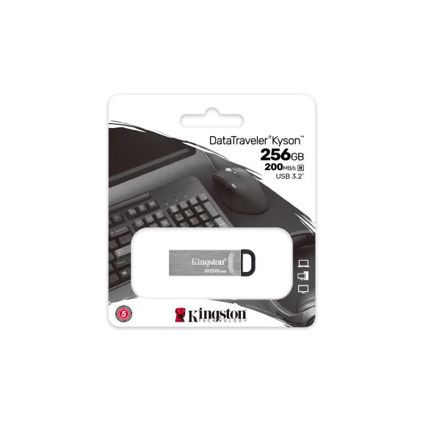 Kingston kingston dtkn 256gb datatraveler kyson usb flash drive, 256 gb, usb 3.2 type-a, 200 60 mb s, silver