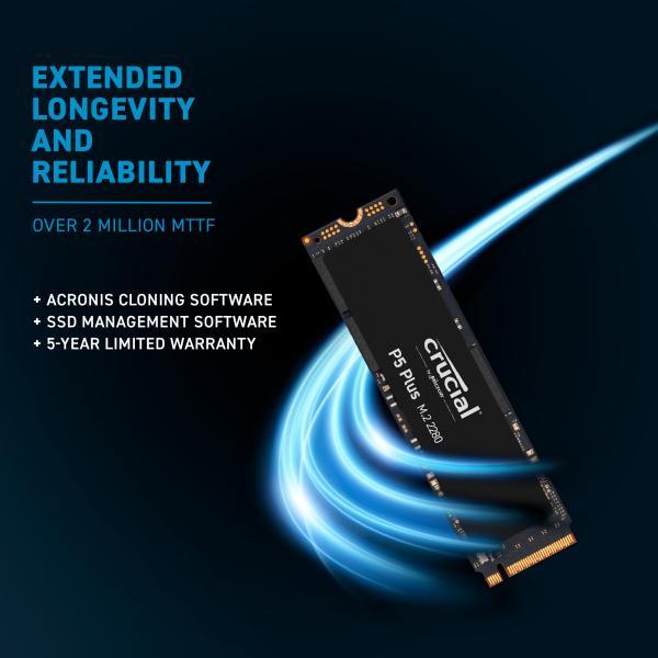 Crucial ct500p3pssd8 ct500p3ps p3 plus ssd, 500 Go, m.2 pcie nvme, 3d nand, 4700 1900 mo s
