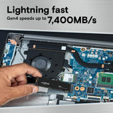 Crucial ct500t500ssd8 t500 ssd, 500 go, m.2 2280, pcie 4.0 nvme, 7300 6800 mo s, pas de HS
