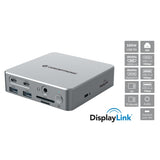 Station d'accueil Conceptronic donn25g 15-en-1 Display Link USB 3.2 gen 2, type-c 10 Gbit/s, USB-A x2