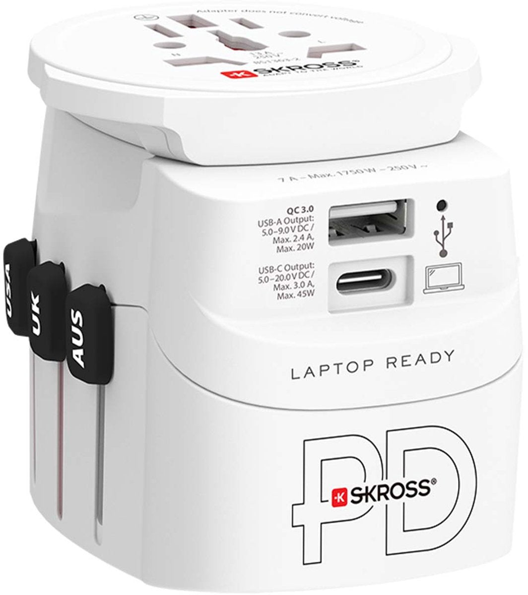 Skross 1.302474 prise de voyage pro light usb ac45pd monde