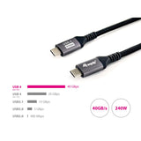 Equip 128383 câble usb 4 gen 3 c à c, m m, pd3.1 240w, 8k 60hz, 40gbps, usb c, usb4 gen 3x2, 2 m
