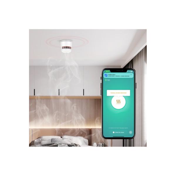 Woox r7305 détecteur de fumée intelligent zigbee, zigbee, assistant google, ip20, blanc