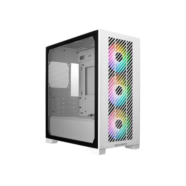 Cooler master e301-wgnn-s00 elite 301 blanc argb, atx, fenêtre, usb 3.2 gen 1 type-c, 3x 120mm argb
