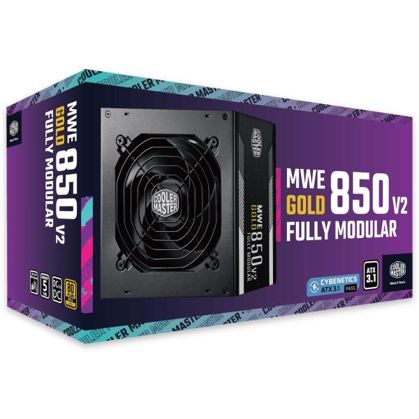 Cooler master mpe-8501-afaag-3eeu mwe gold 850 v2 atx3.1 noir, 850w, 90% @typ, 120mm, 4x pcie 6+2