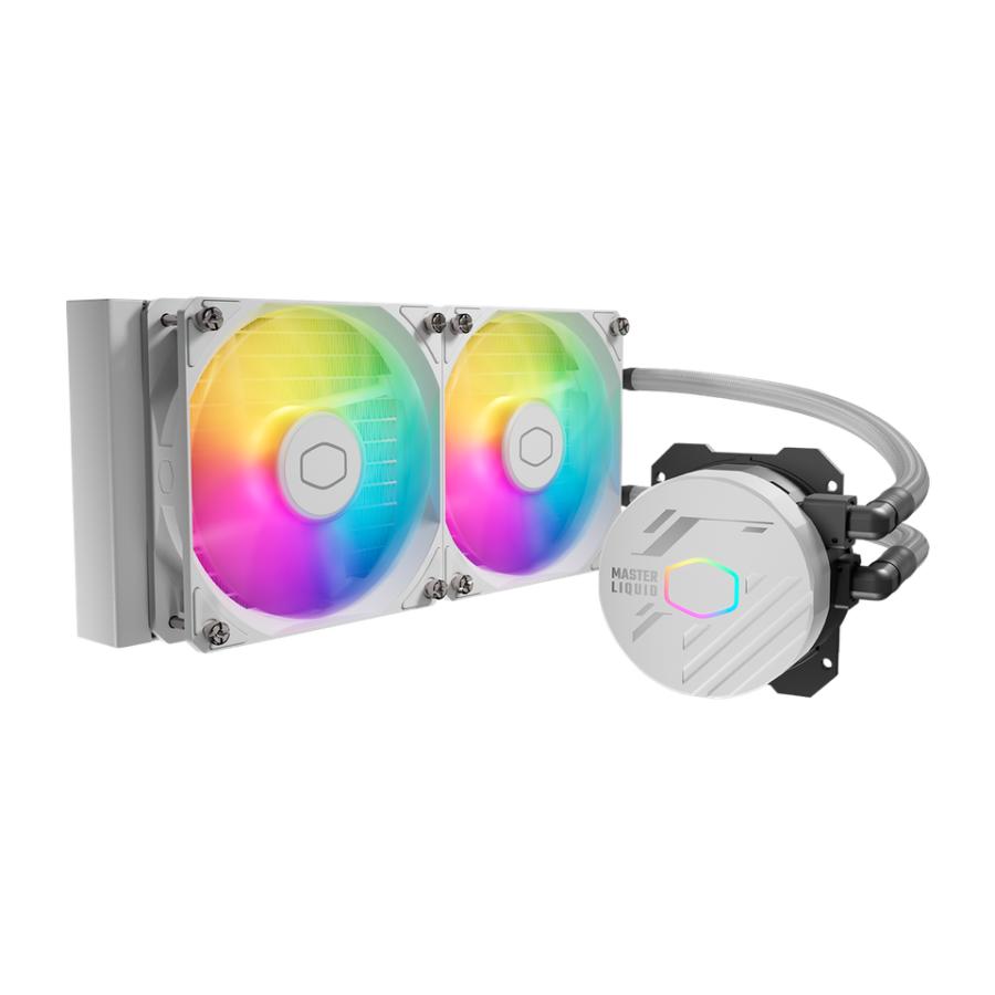 Cooler master mlw-d24m-a18pa-rw masterliquid 240 core ii argb blanc, 2x 120mm argb, 4 broches pwm