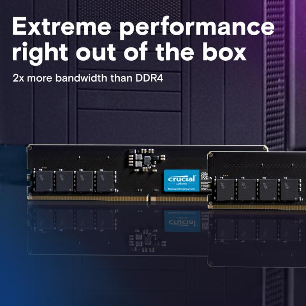Crucial ct8g56c46u5 dimm, 8 Go, ddr5 5600 MHz, PC5-44800, sans tampon
