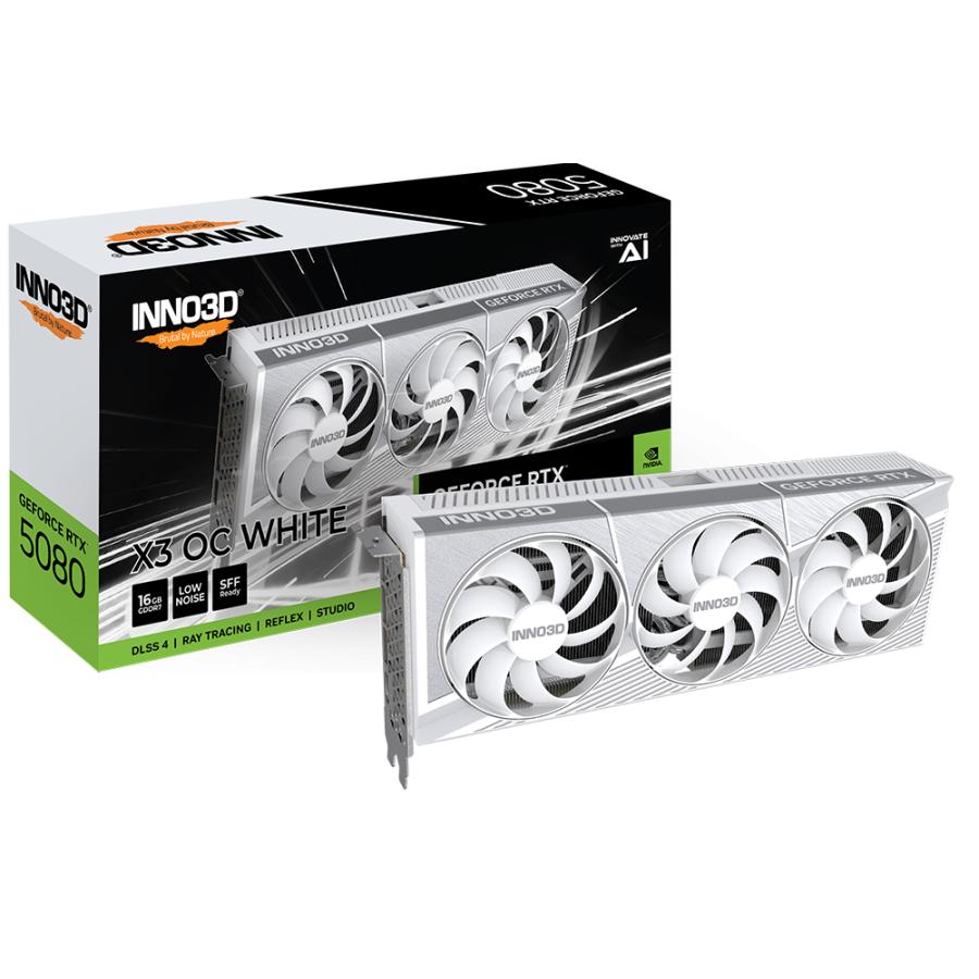 Inno3d n50803-16d7x-17605211 geforce rtx 5080 x3 oc blanc, atx, 16 go, gddr7, 256 bits, pcie 5, 360w
