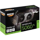 Inno3d n506t2-16d7-191073n geforce rtx 5060 ti twin x2 16 Go, 16 Go, GDDR7, 128 bits, 448 Go, PCIe5