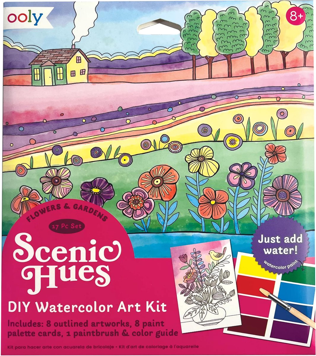 Ooly - teintes pittoresques - bricolage kit d'art aquarelle - fleurs et jardins