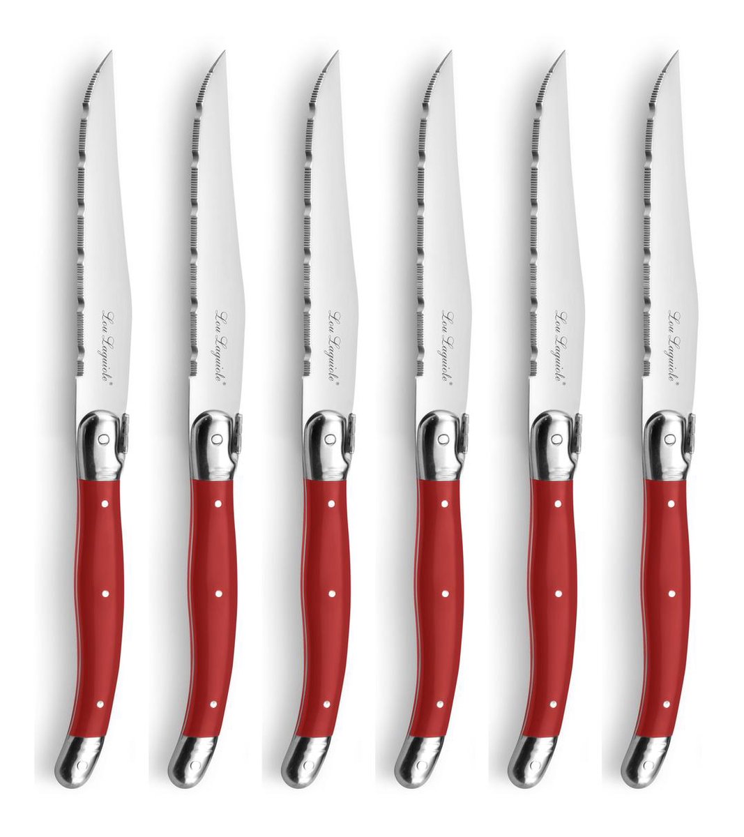 Lou laguiole - tradition - set de couteaux à steak - 6 pièces rouge