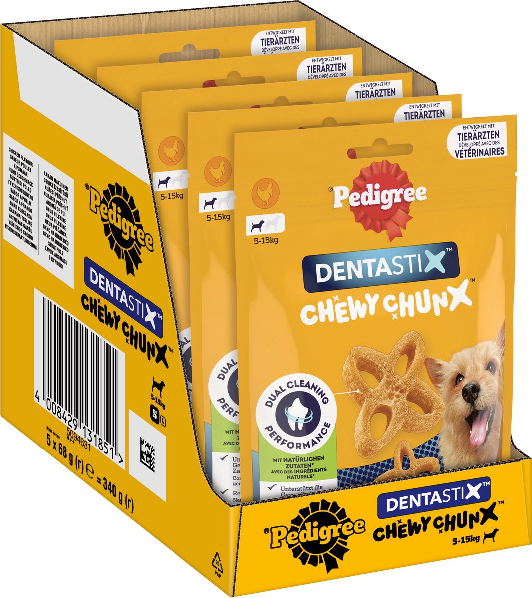 Snacks pour chiens Pedigree - dentastix chewy chunx - mini - poulet - 5x68g