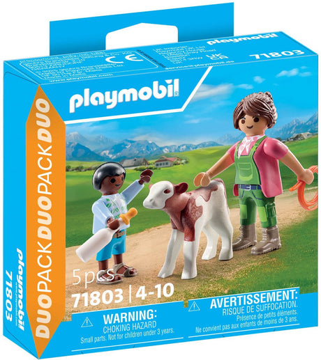 Playmobil 71803 fermier avec veau | 2 pièces