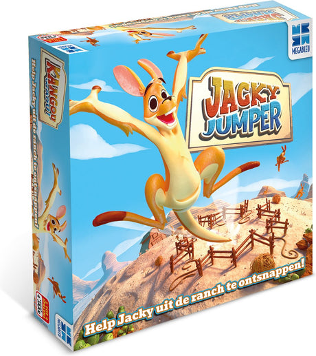 Megableu jacky jumper - jacky jumper - jeu d'action amusant avec des kangourous rebondissants - jeu d'enfant à partir de 5 ans - 2-4 joueurs - avec terrain de jeu trampoline