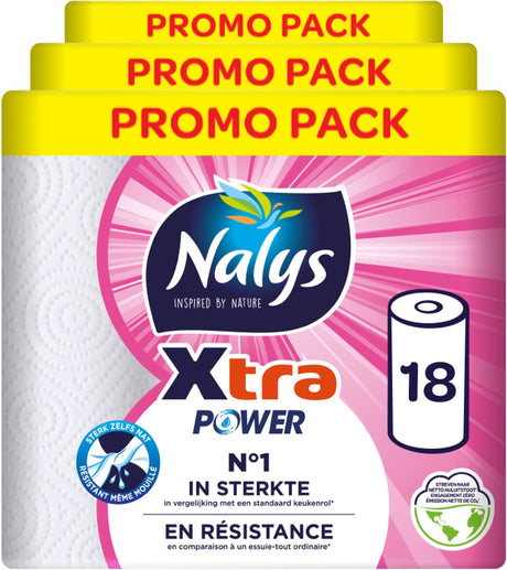 Papier essuie-tout Nalys xtra power - 18 rouleaux - extra résistant - pack économique