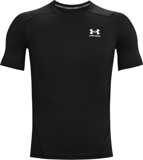Chemise de sport Under Armour UA HG Armour Comp SS-BLK pour hommes - Noir - Blanc