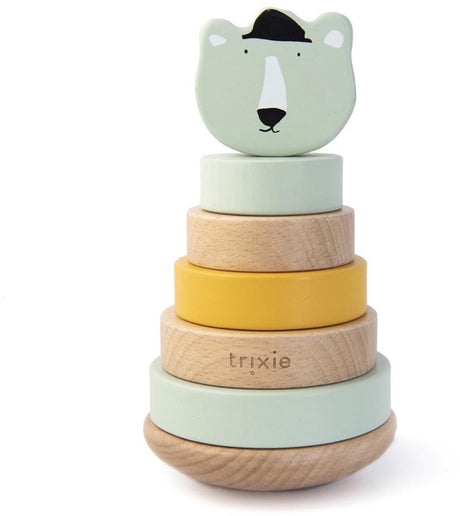 Jouet à empiler en bois Trixie - M. Ours Polaire, 7 pièces.