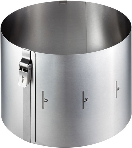 Gefu tondo clip cercle à gâteau réglable ø16-30 cm – cercle de cuisson en acier inoxydable avec clip – hauteur 15 cm