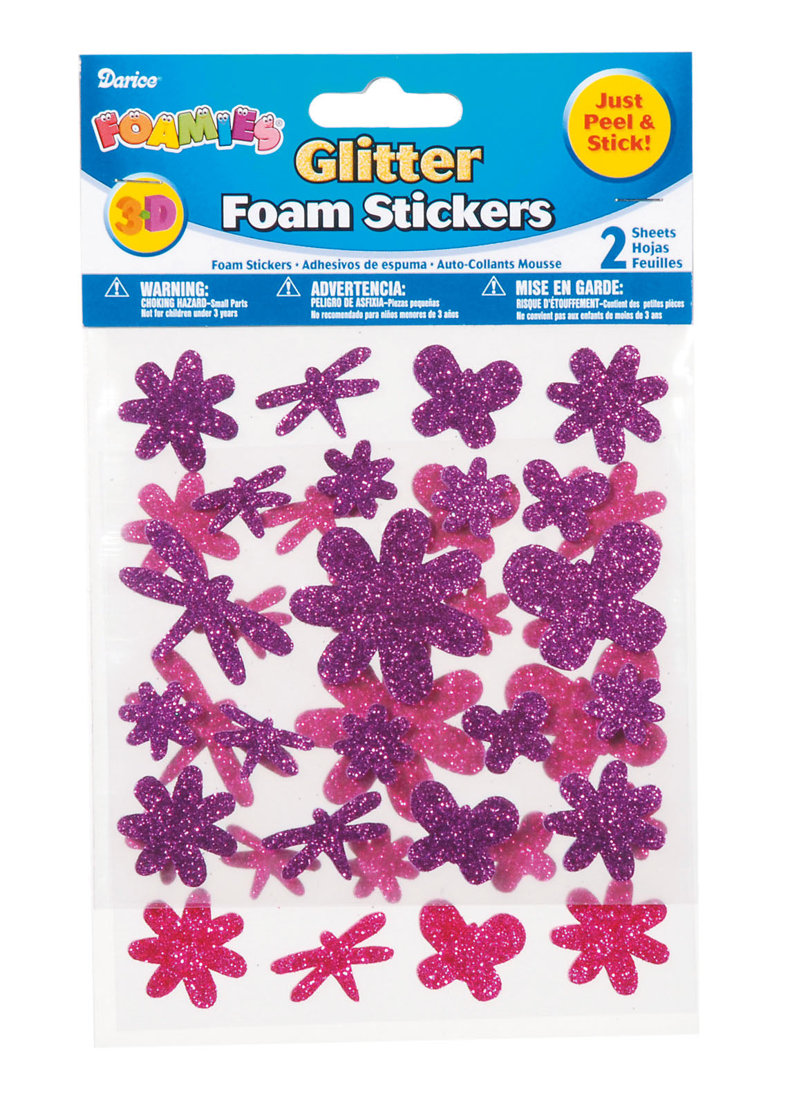 Darice • autocollants en mousse pailletée fleurs insectes