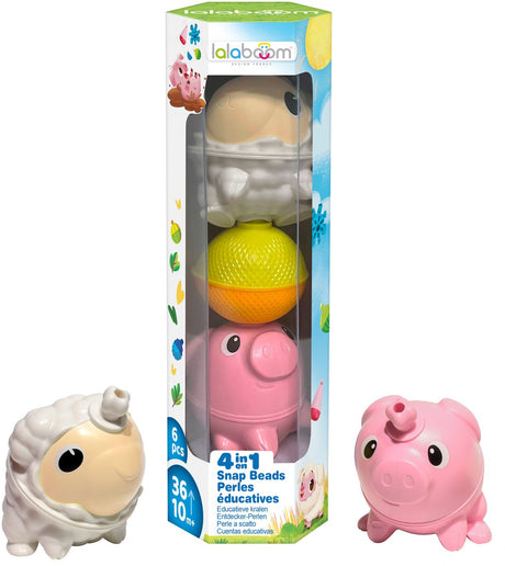 Lalaboom - perles éducatives avec animaux de la ferme - mouton et cochon - 6 pièces