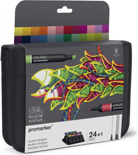 Winsor Newton 0290030 promarker 24-set dans un portefeuille | marqueurs professionnels à 2 points marqueurs à alcool