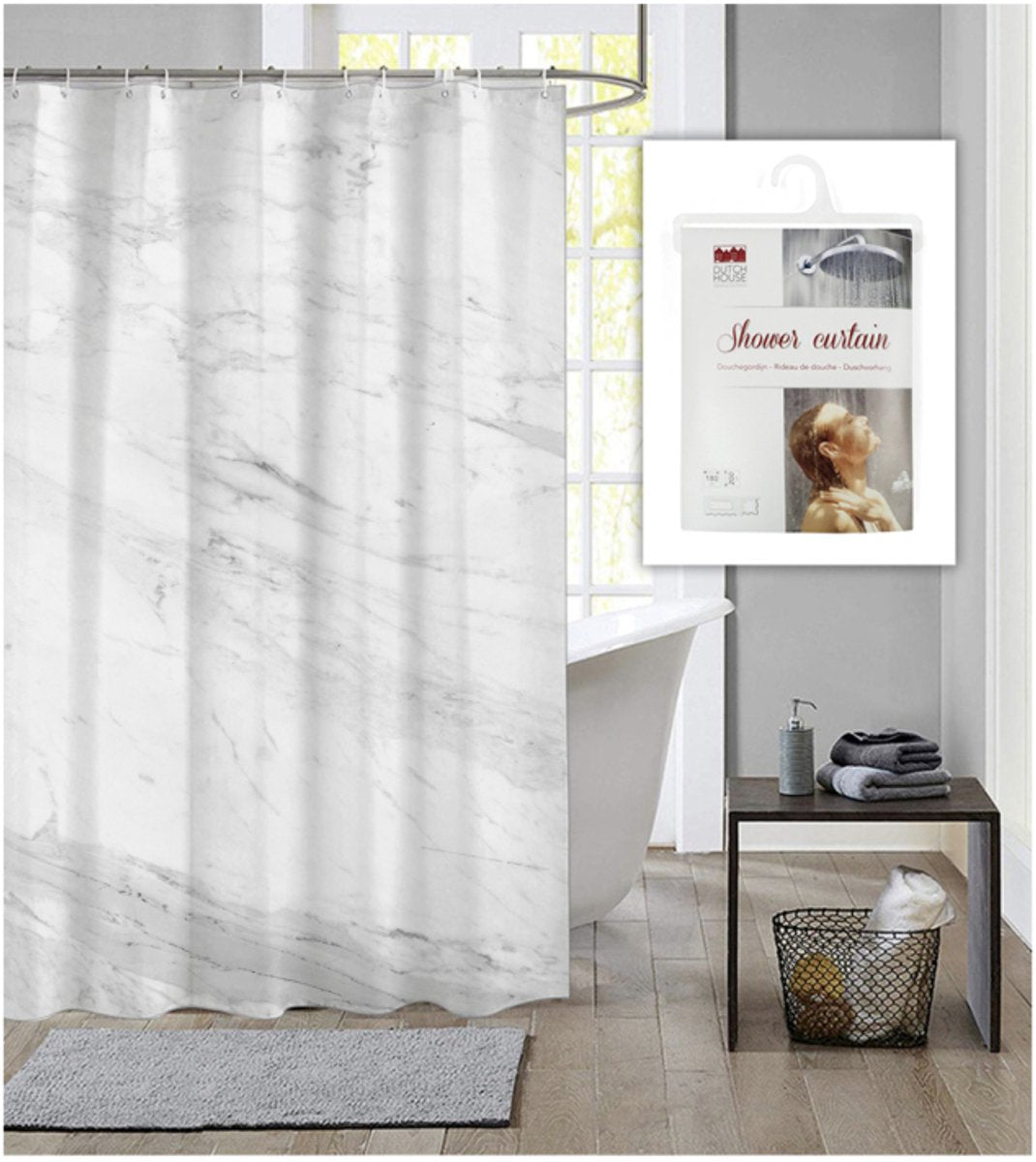 Rideau de douche maison hollandaise 180x200 cm marbre