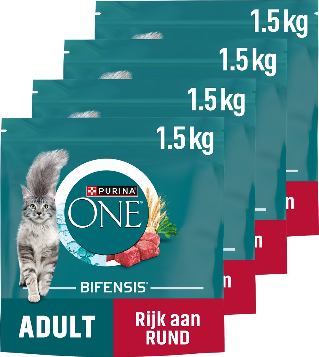 Purina one purina® one® adult - nourriture pour chat - grains entiers de bœuf - 4 x 1,5 kg