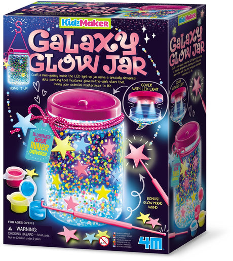 4m crafts - fabriquez votre lanterne lumineuse galaxie - LED - peinture qui brille dans le noir - étoiles - kidzmaker - 5+