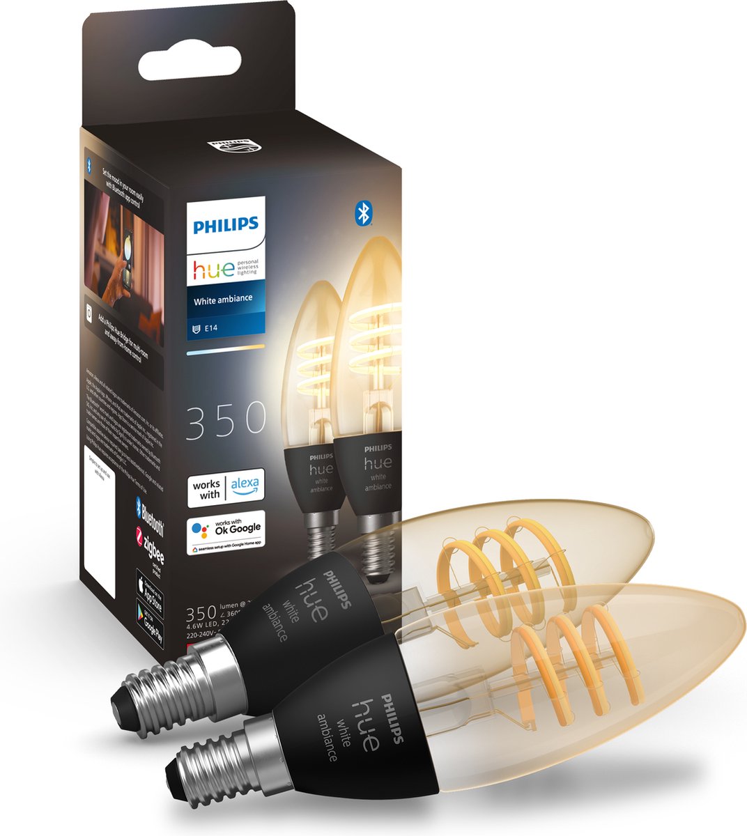 Philips Filament Candle E14 2 pack